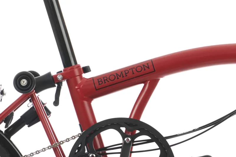 Brompton C Line Low Bar 6 Speed Bike with rack in House Red-4